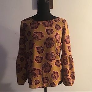 Long sleeve mustard flower top
